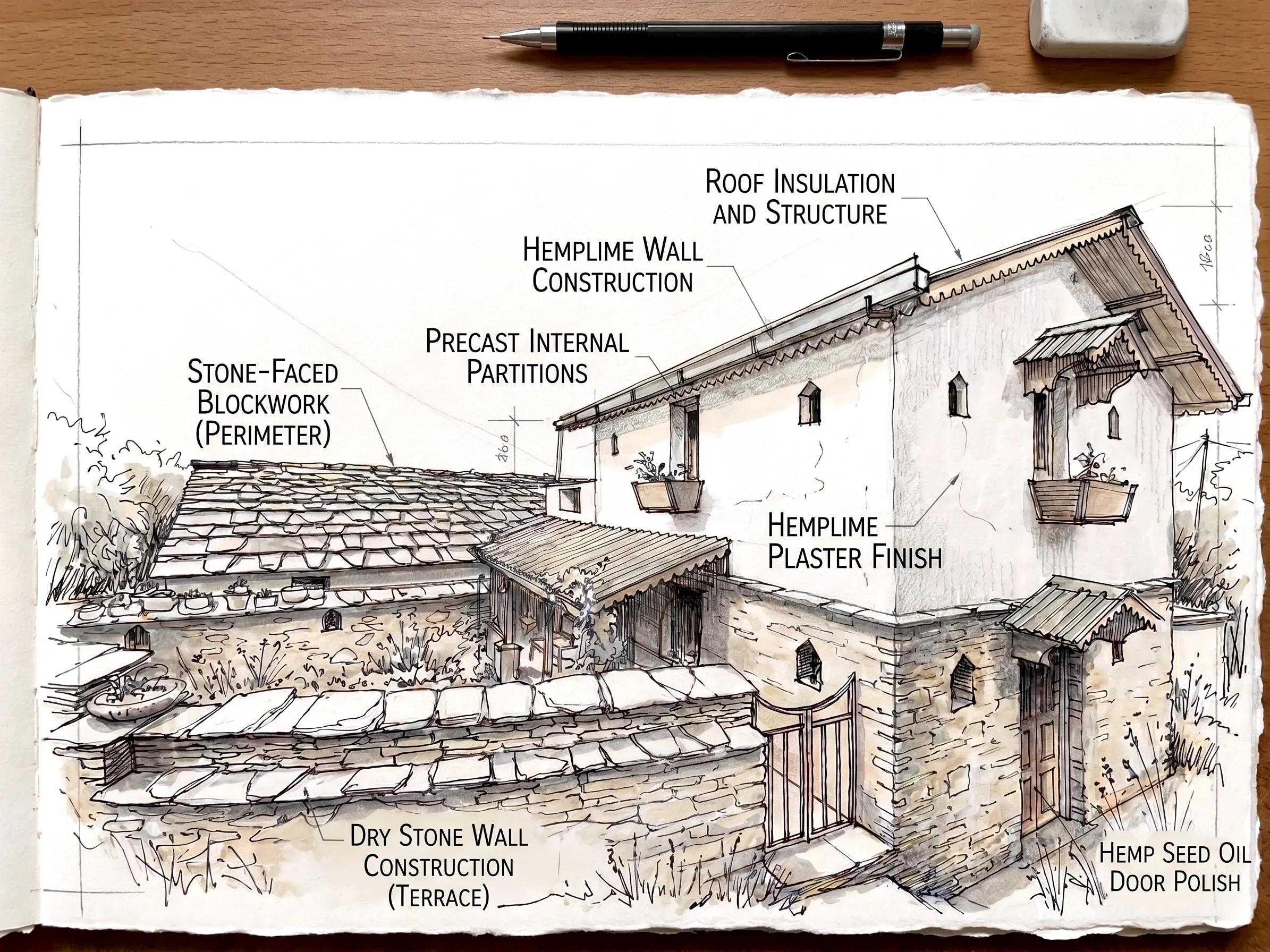 Himalayan Hemp Ecostay material construction drawing