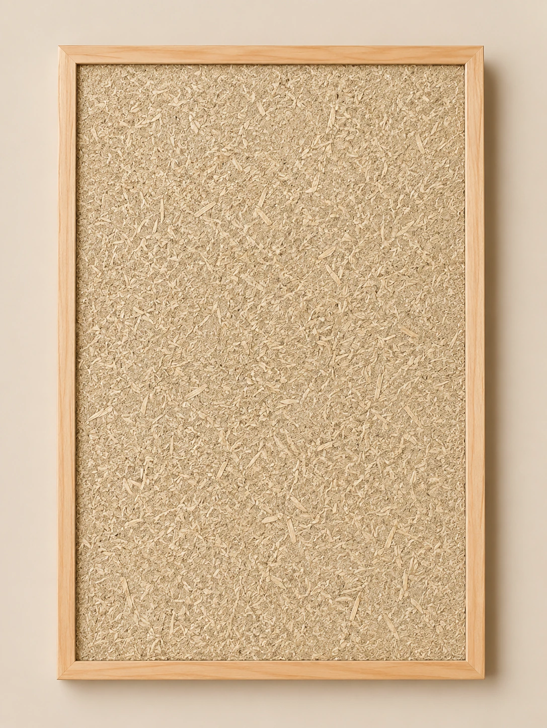 Framed plant-based acoustic panel in a light natural finish