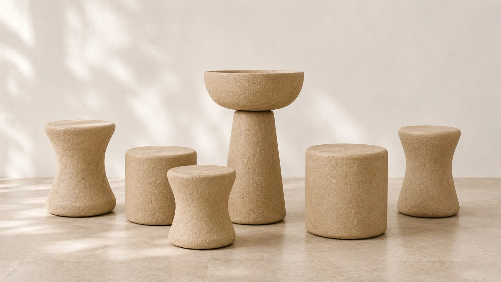 Hemp composite stools and vessel forms